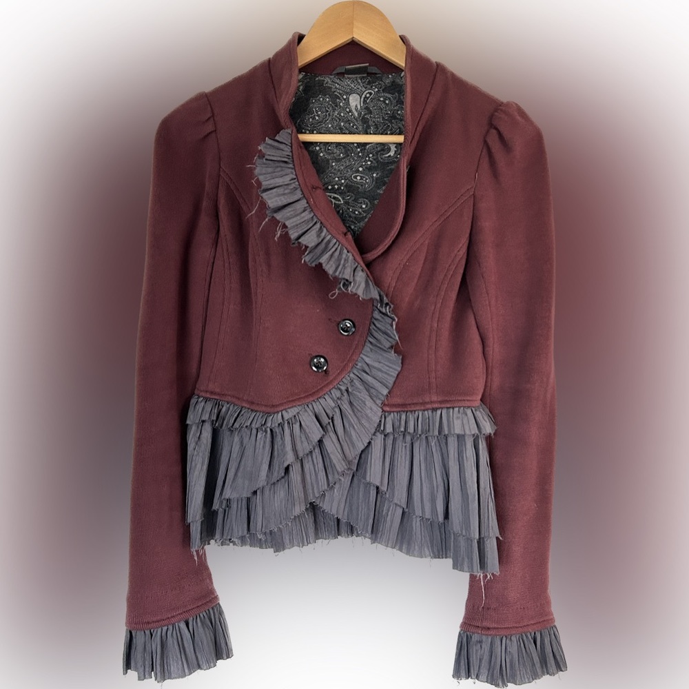 Free People Military Ruffle Jacket